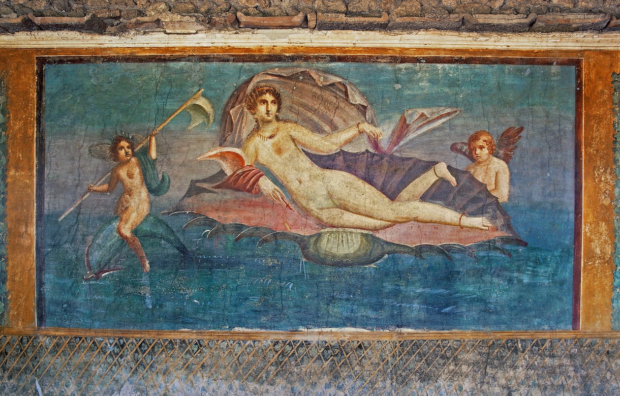 Fresk föreställande Venus, House of Venus in Shell, Pompeji (Unescos världsarvslista av Roman