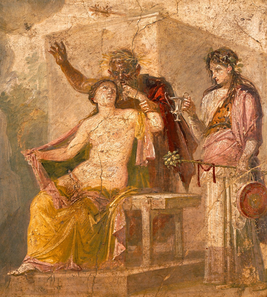 Fresk med ett erotiskt motiv som skildrar en dionysisk scen, från Pompeji (UNESCOs världsarvslista av Roman