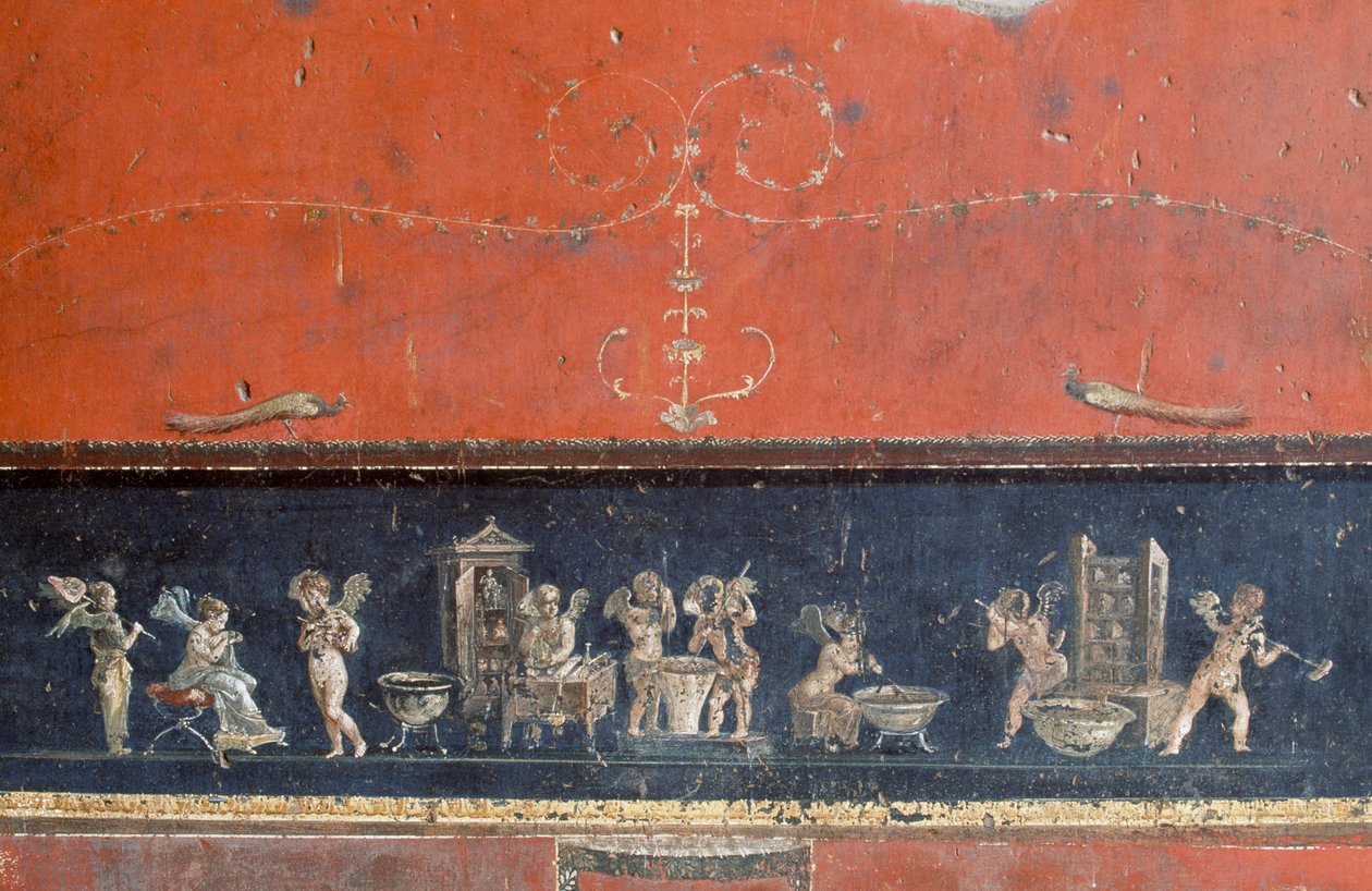 Fris som föreställer amoriner, House of Vettii, Pompeji (Unescos världsarvslista av Roman