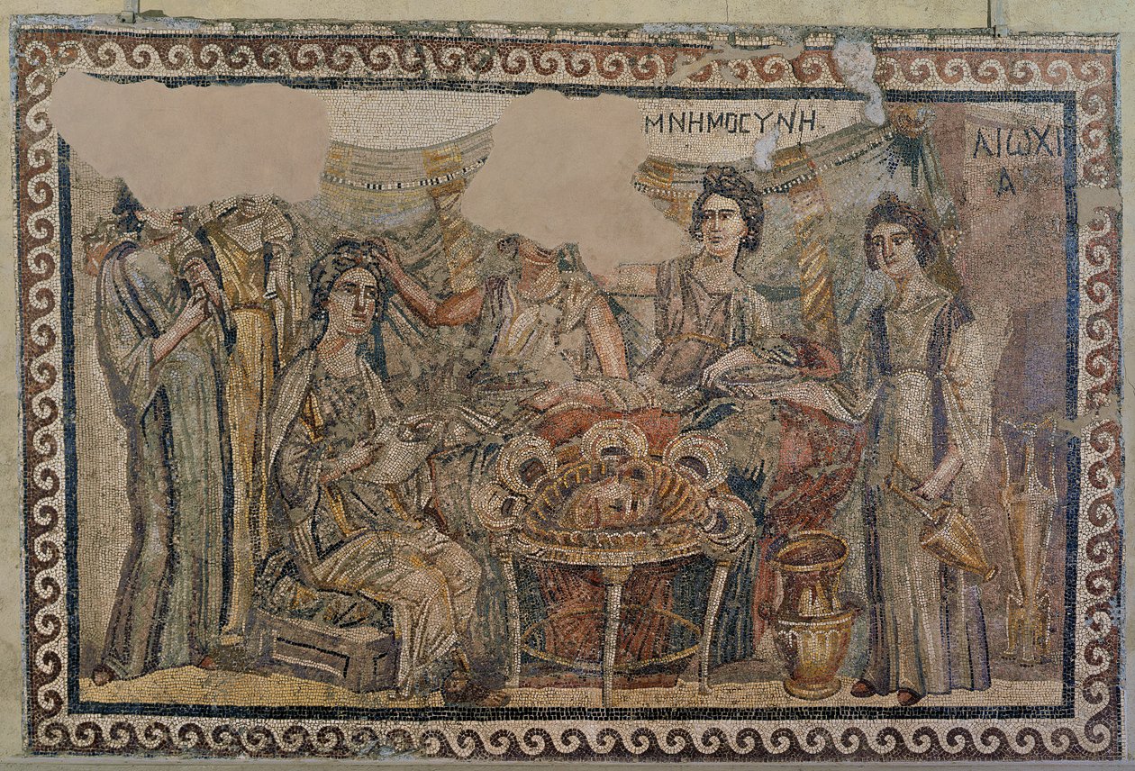 Begravningssymposium, från nekropolen i Antiochia, sent 400-talet e.Kr. (mosaik) (se även 3929775) av Roman