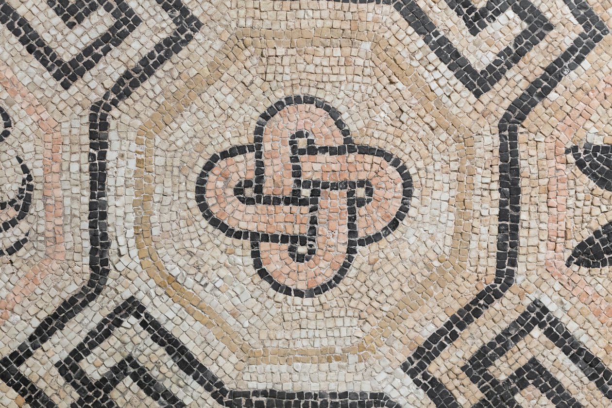 Geometriskt mönster från Via san Rocchino domus, 200-talet e.Kr (mosaik) av Roman