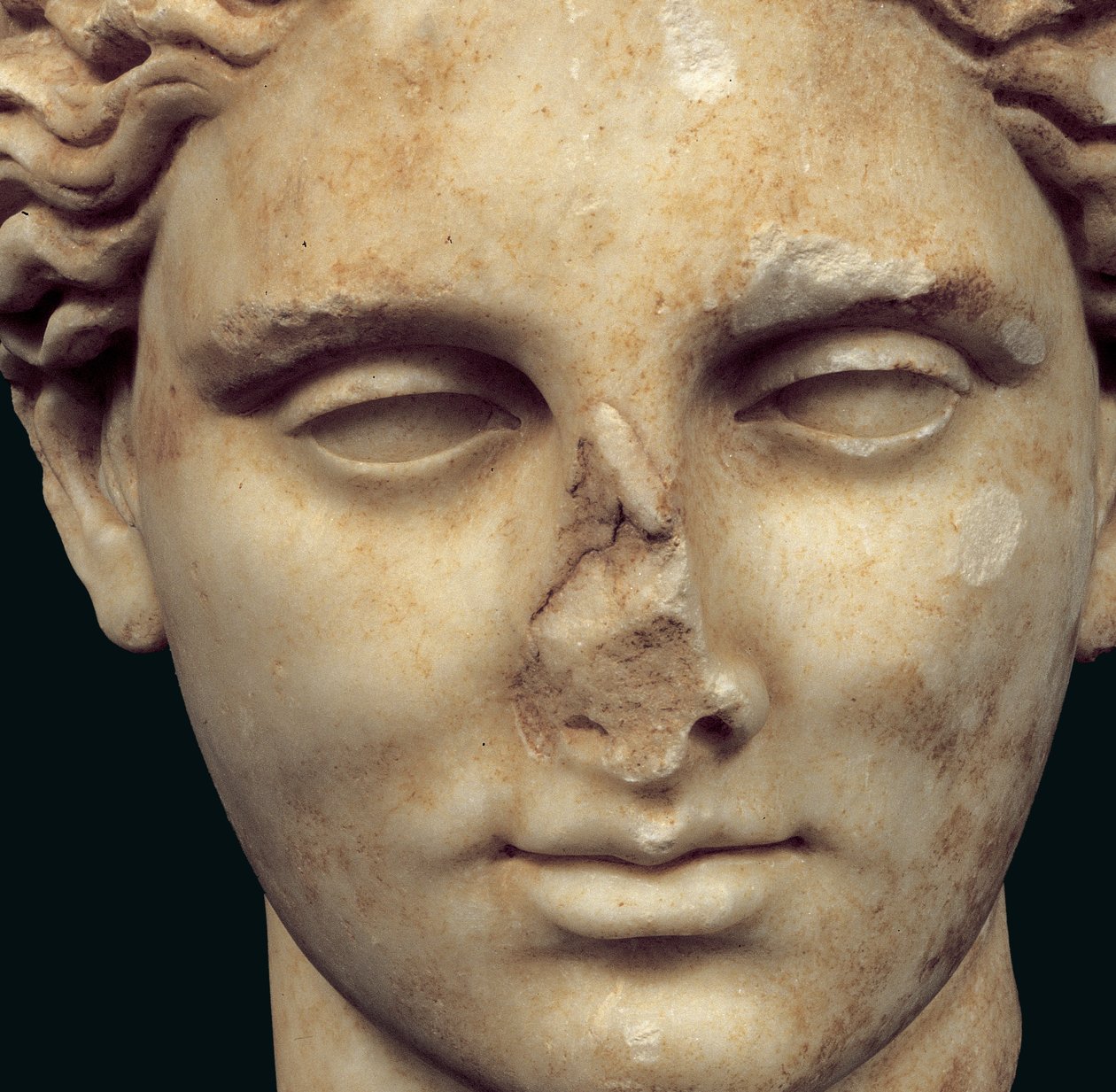 Chef för Apollo Sauroktonos (ödldördaren) kopia av en grekisk brons från 300-talet av Praxiteles, hittad i Kifissia (marmor) (detalj av 271957) av Roman