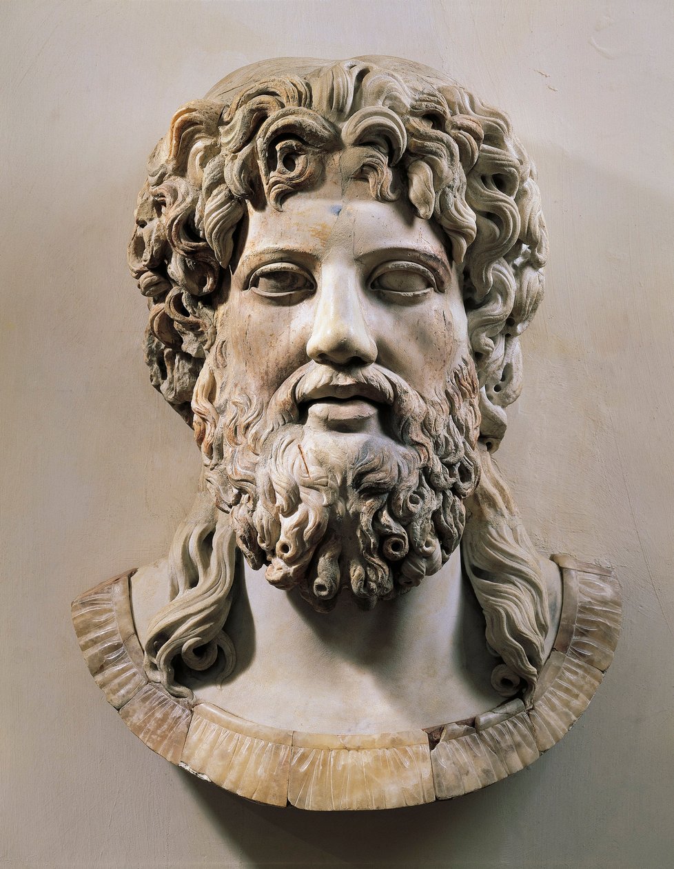 Asclepius eller Zeus huvud (marmor) av Roman