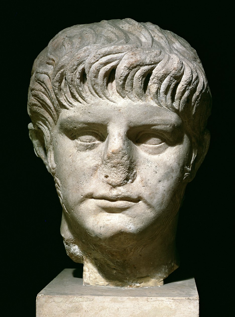 Head of Nero (37-68 AD) (marmor) av Roman