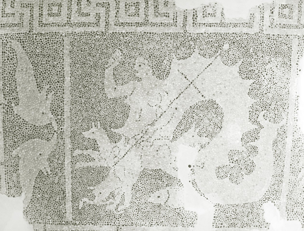 Hellenistisk stenmosaik av Scylla och Charybdis som vaktar sundet, detalj av Scylla. Dionysos hus, Paphos, Cypern mosaik av Roman