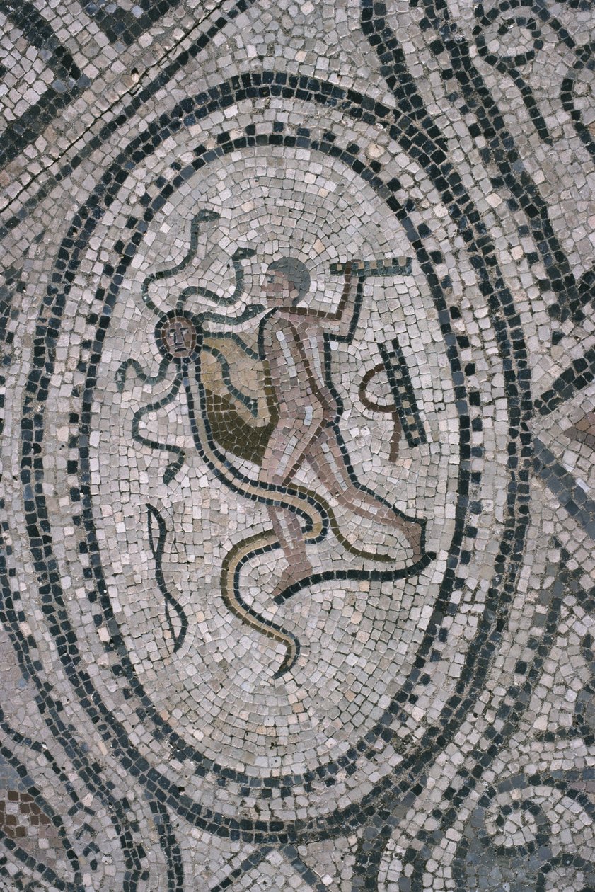 Herkules och den lernaeiska hydran, från golvet i "Herkules hus" (mosaik) av Roman