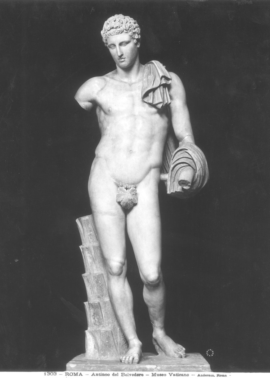 Hermes, kallad Antinous del Belvedere (marmor) (s/v foto) av Roman