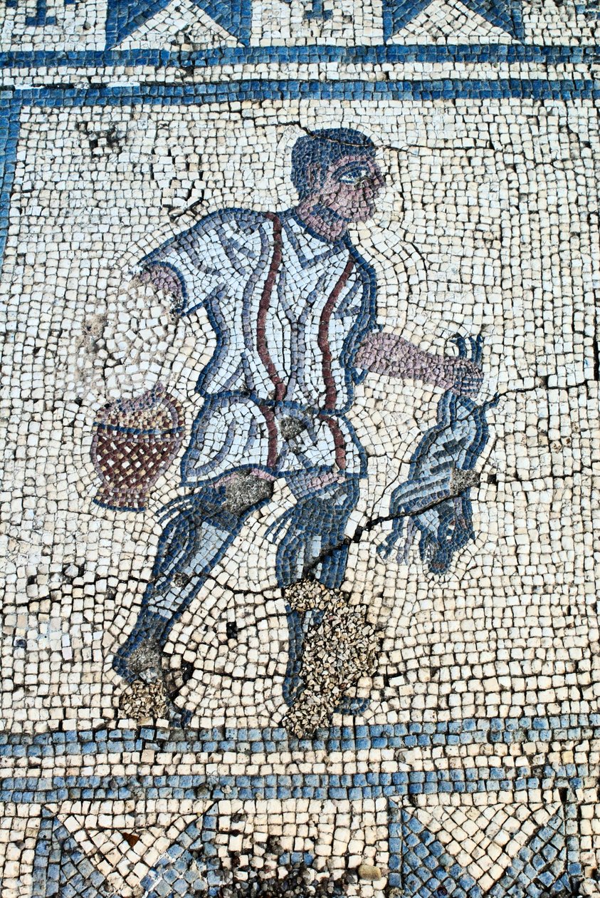 Jägare i den romerska trädgården (mosaik) av Roman
