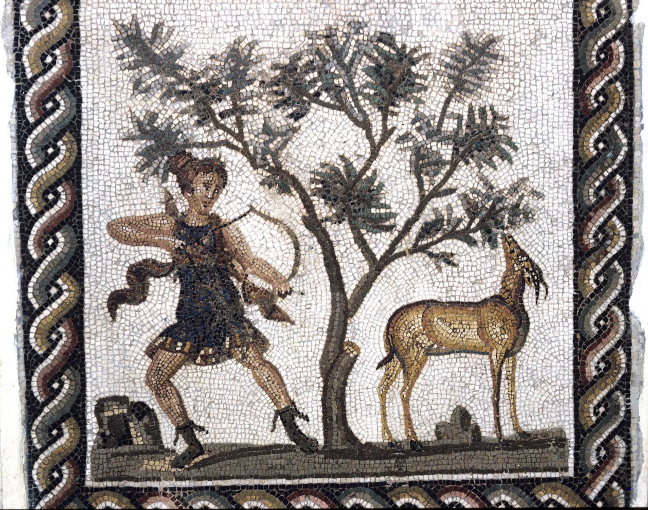 Jaktscen med en gasell (mosaik) av Roman