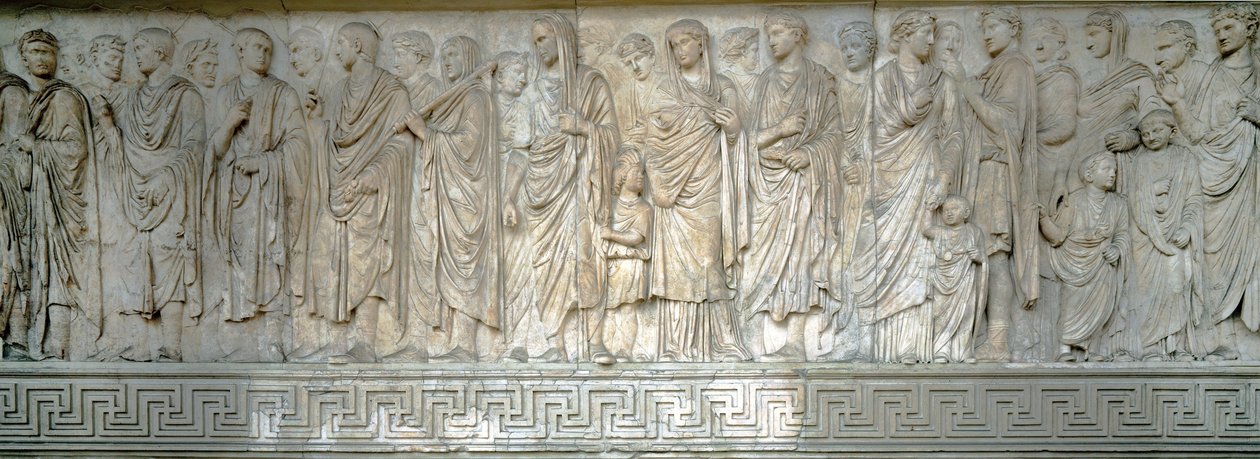 Imperialistisk mäklarprocession av kejsar Augustus - Relieffris i marmor av Roman