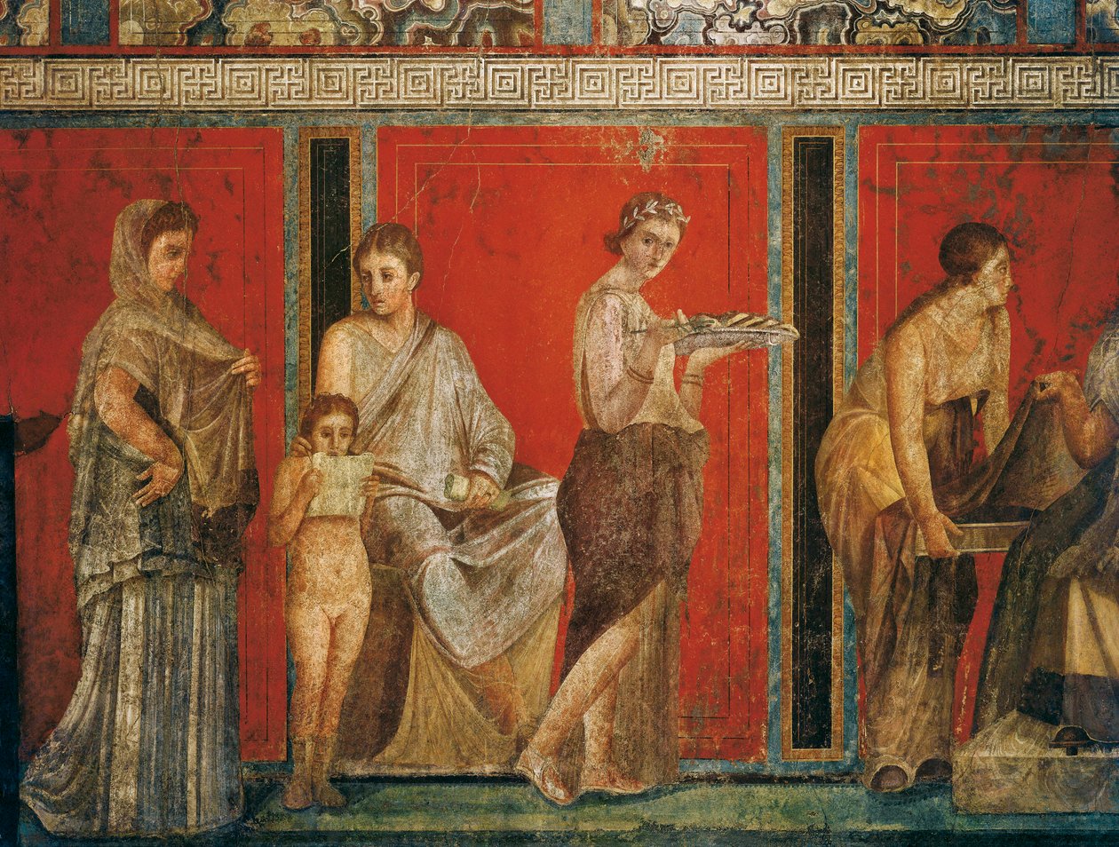 Invigningsritualer i Dionysos-kulten, fresco från Villa Dei Mysteri av Roman