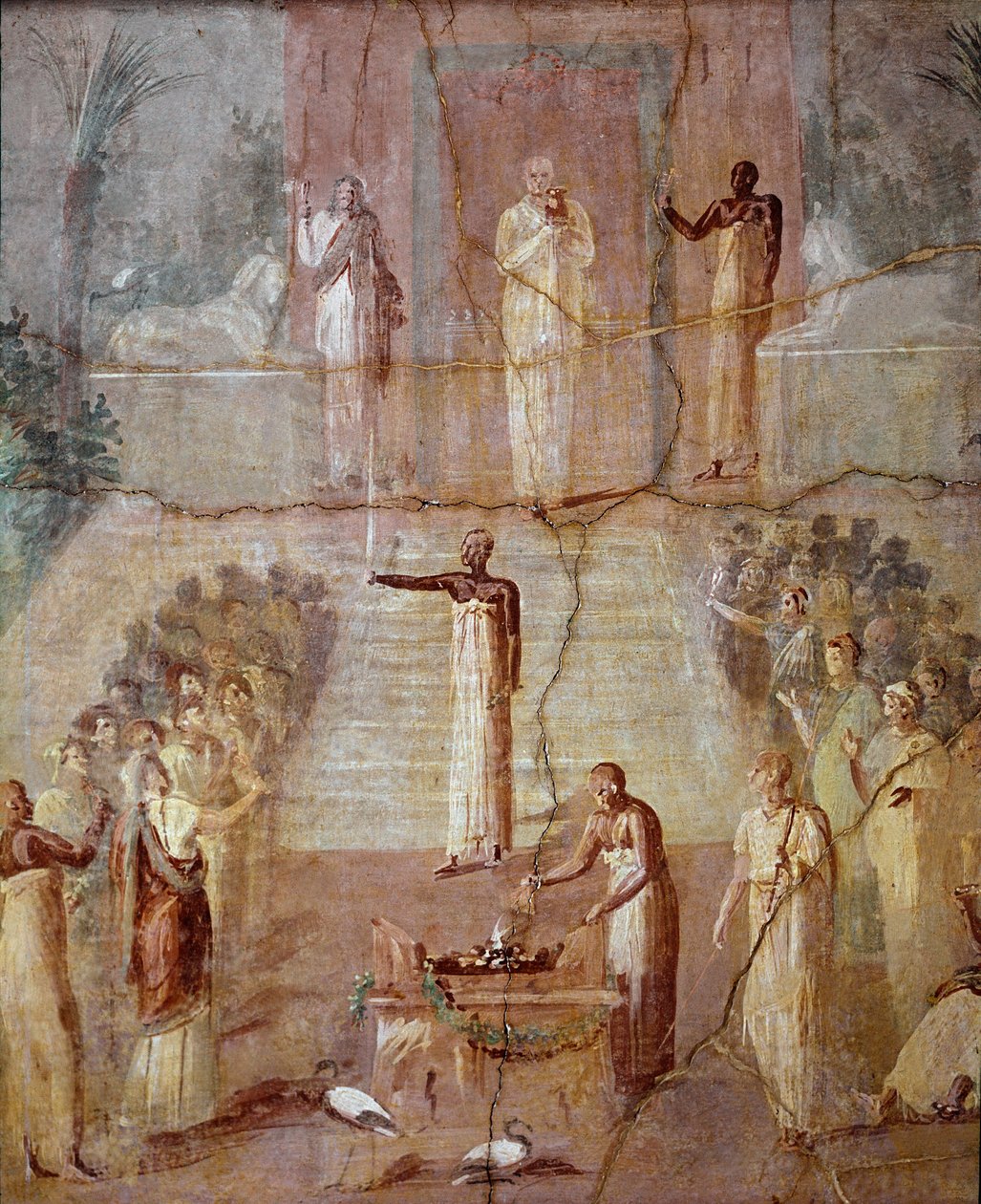Isiac-ceremonin, ca 60-80 e.Kr. (fresk) av Roman