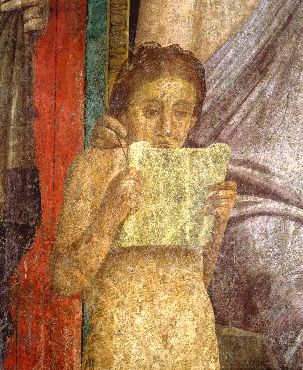 Italien, Kampanien, Pompeji, fresk föreställande rituell ceremoni i Villa of the Mysteries av Roman
