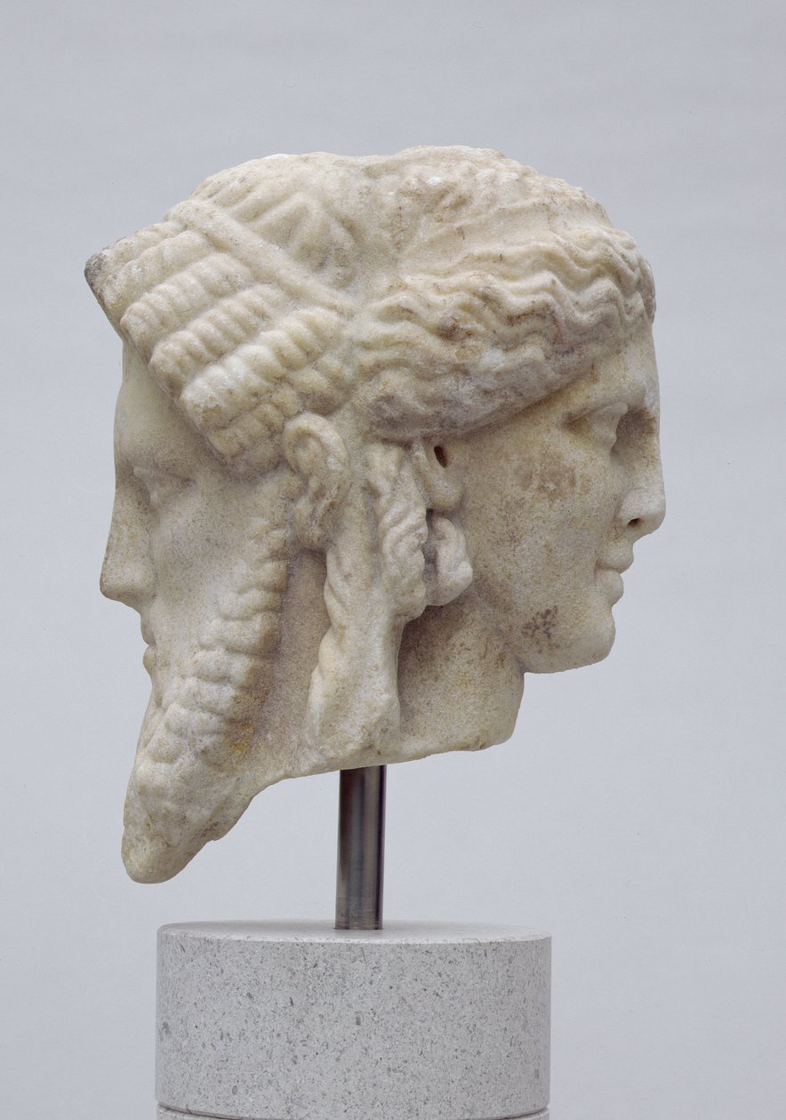 Janiformhuvud, troligen av Dionysos och Apollo, ca 30-50 e.Kr. (marmor) av Roman