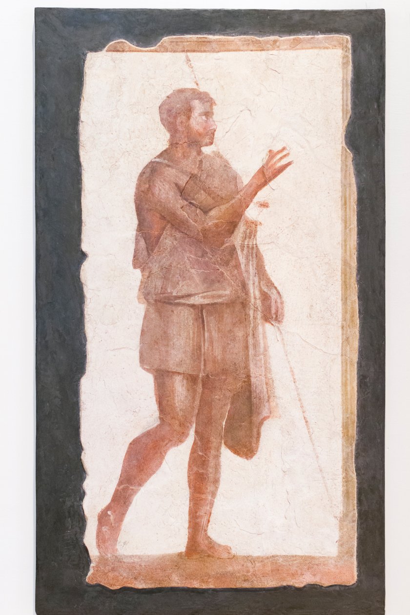 Man med en mantel, Pallavicini Rospigliosi-samling, omkring 200 e.Kr., inv 103420 (fresk) av Roman