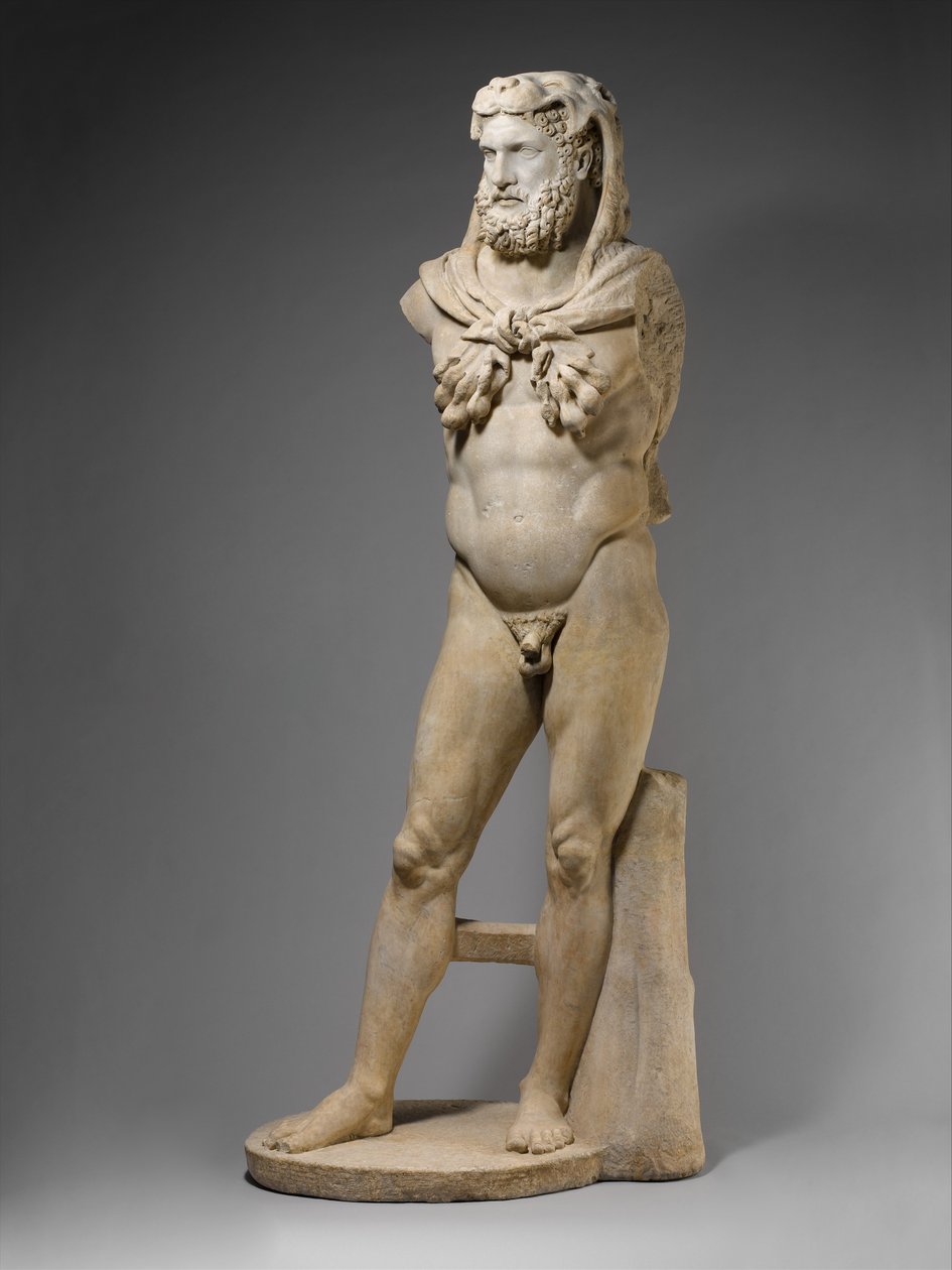 Marmorstaty av en skäggig Hercules, 68–98 AD (marmor) av Roman