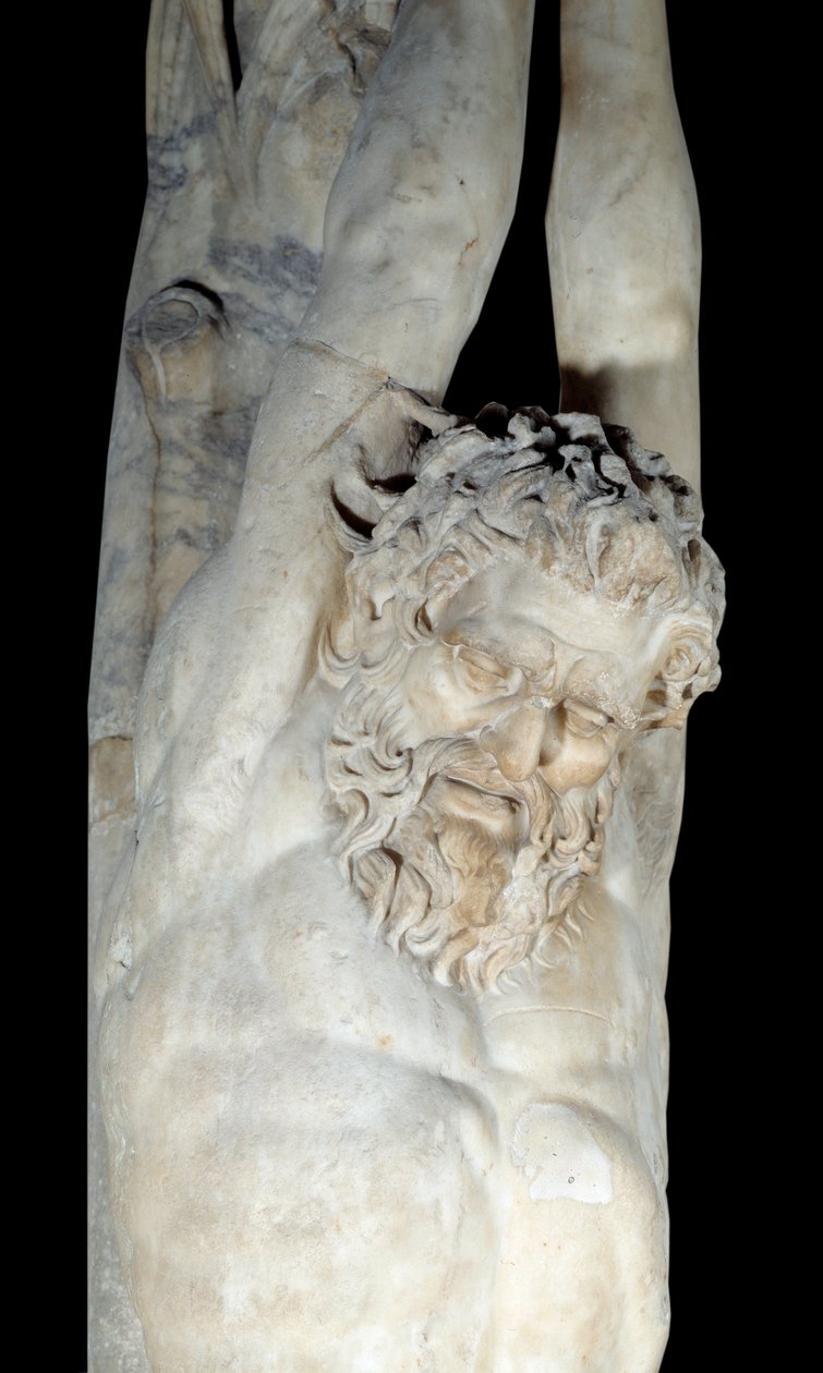 Marsyas plåga hänger från en tallstam. Detalj. Marmorskulptur från slutet av 3:e-början av 200-talet f.Kr. Sön 2,5 m Paris, Louvren av Roman