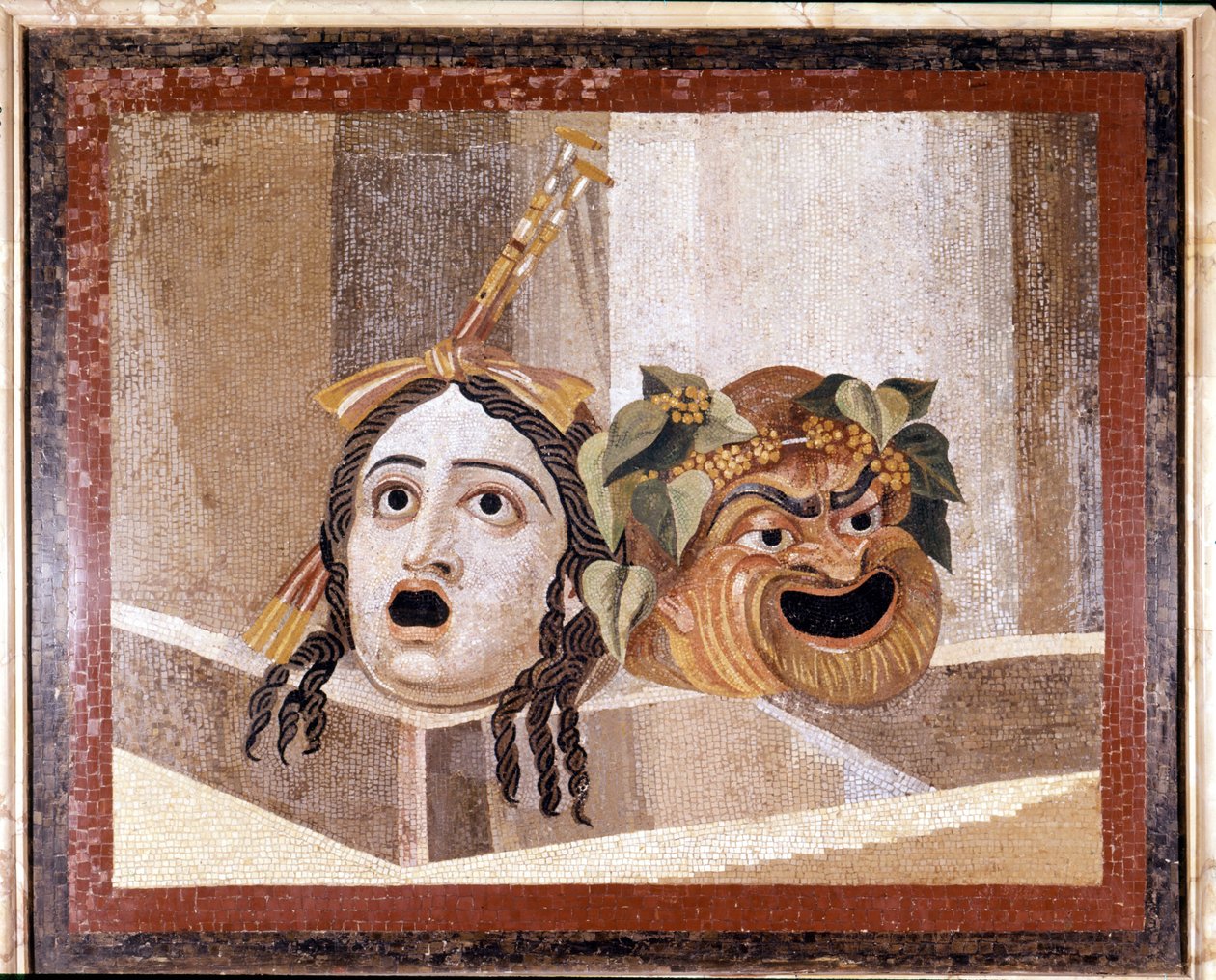 Mask av den romerska teatern. Mosaik från 200-talet e.Kr. Från Deciusbadet på Aventino, Rom. Musei capitolini, Rom av Roman
