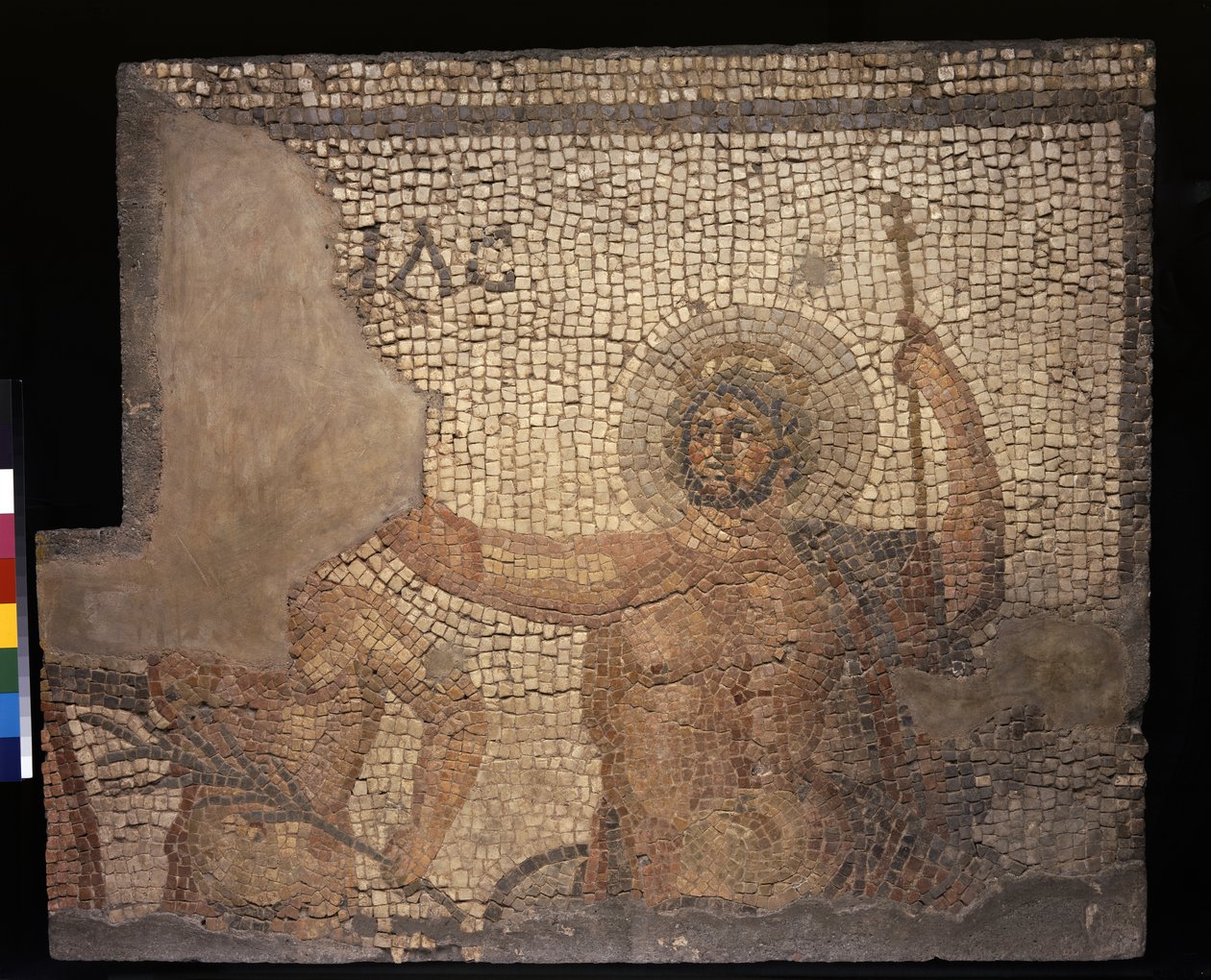 Mosaik från huset Menander med Zeus, 3:e - 4:e århundradet (kalksten och marmortesseror) av Roman