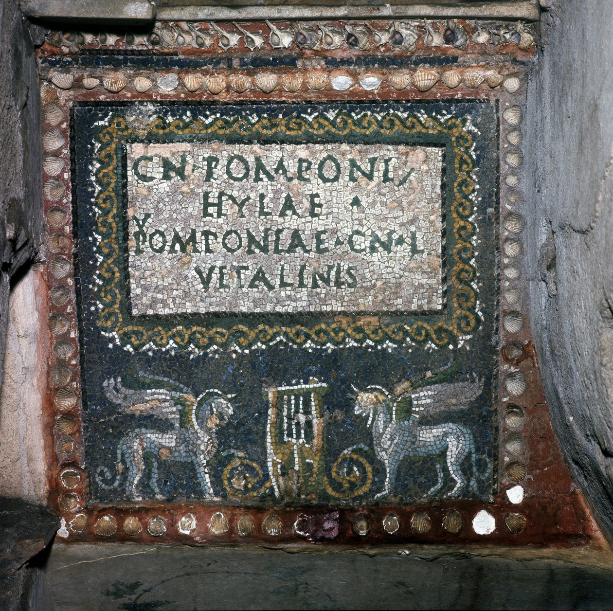 Mosaik av Pomponio Hylax grav, Rom. av Roman