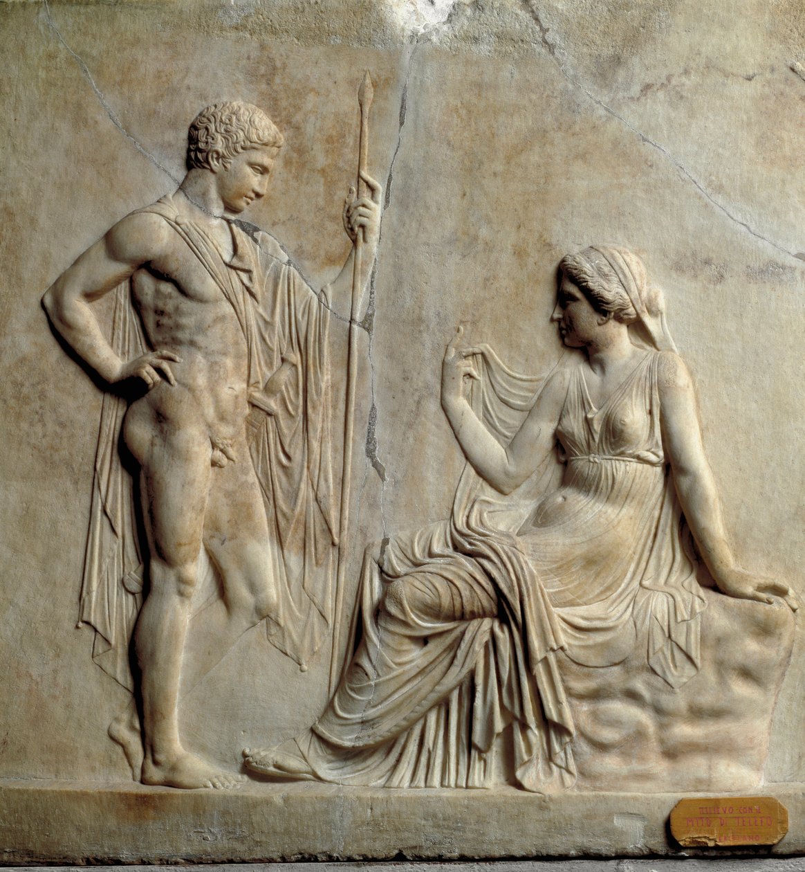 Neo-Attisk konst: relief som representerar myten om Telephus (Telephus) 1:a århundradet f.Kr. Från Ercolano (Herculanum) Neapel, Arkeologiska museet av Roman