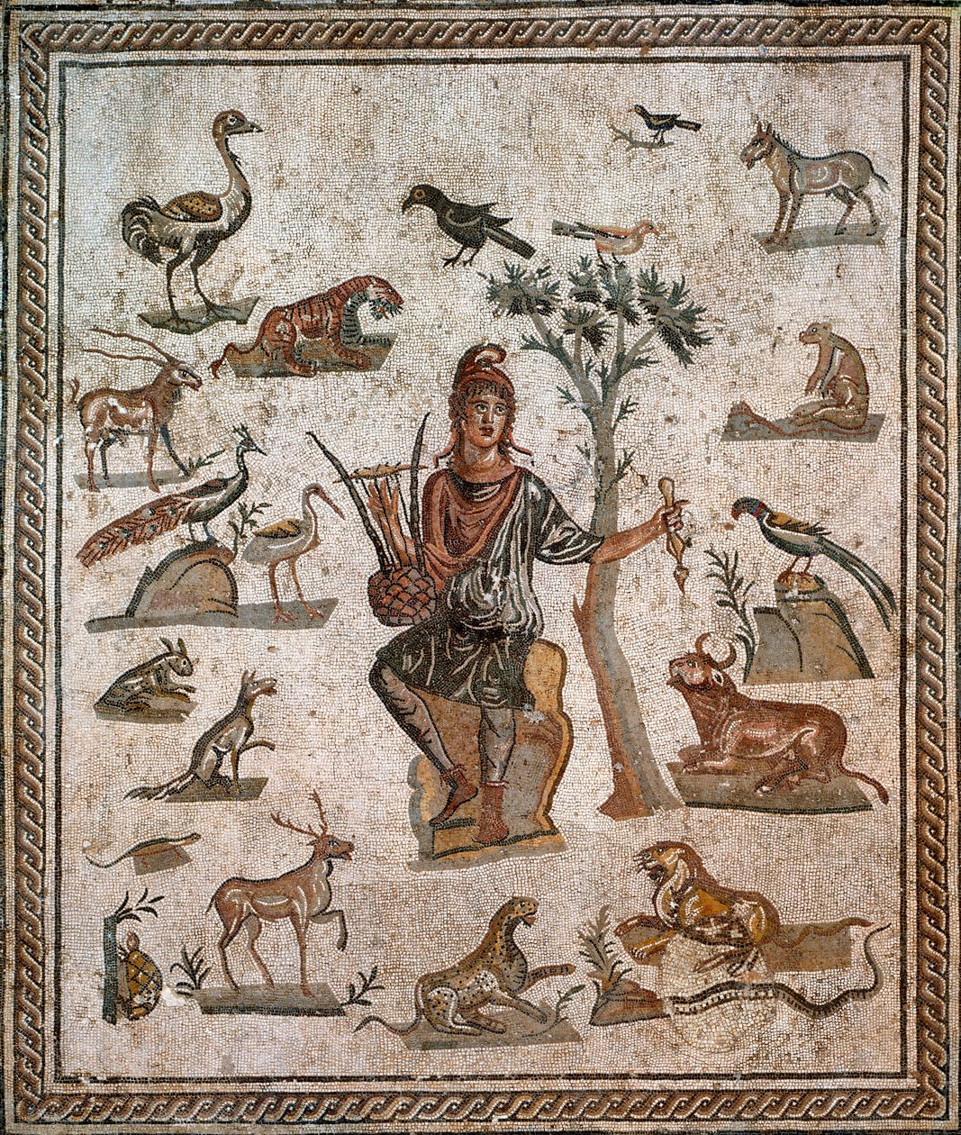 Orpheus omgiven av djur, 2:a århundradet av Roman