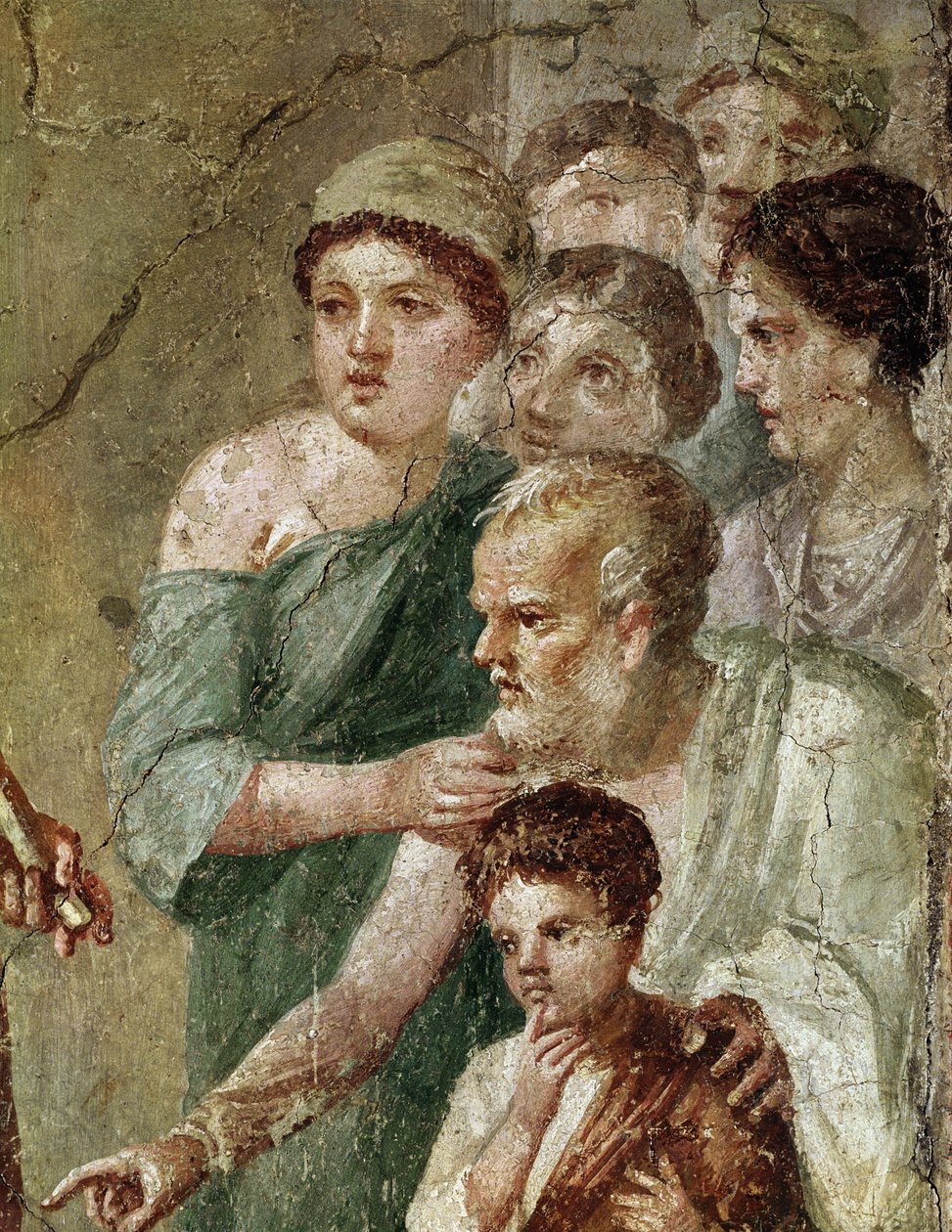 Panmusiker, bland nymferna (fresk av Roman
