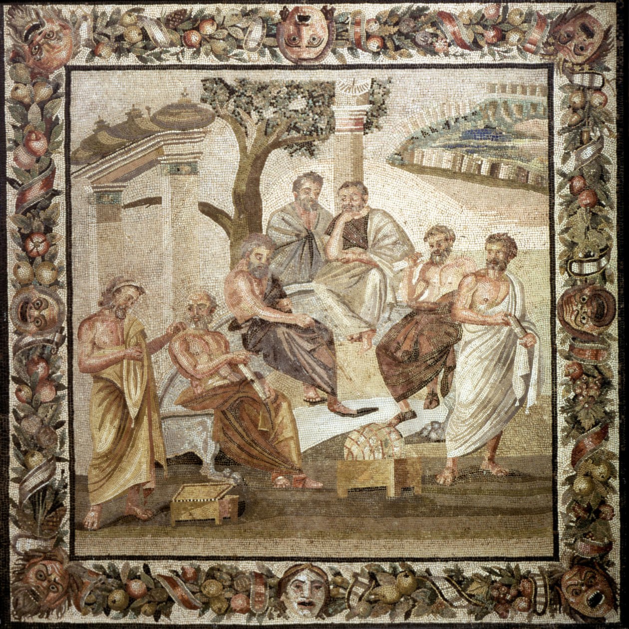 Platons akademi, 2:a århundradet f.Kr. (mosaik) av Roman