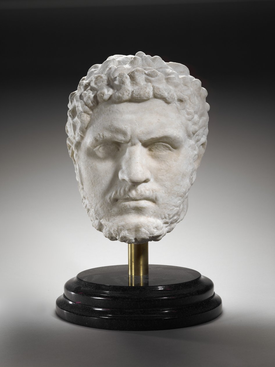 Porträtt av Caracalla, Romarrikets kejsare, 211-17 e.Kr. (marmor) av Roman