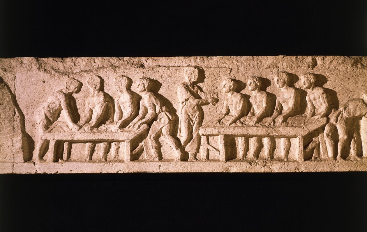 Relief föreställande bageri, från bagaren Eurysaces grav, vid Porta Maggiore, Rom, 50-20 f.Kr. av Roman