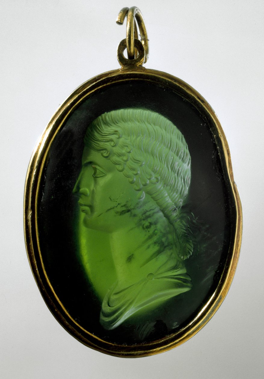 Romersk konst: "Agrippina den yngre (15-59 e.Kr.) (Agrippina minor), dotter till general Germanicus mördad av Neron. Camee. Rom, Musei Capitolini av Roman