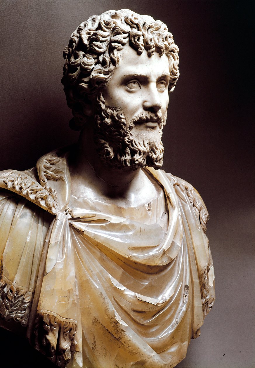 Romersk konst: "Marmorbyst av den romerske kejsaren Septimius Severus (kejsaren 193 - 211 e.Kr.)" - Rom, capitolini museum - Byst av kejsar Septimius Severus (Lucius Septimius Severus Pertinax) av Roman
