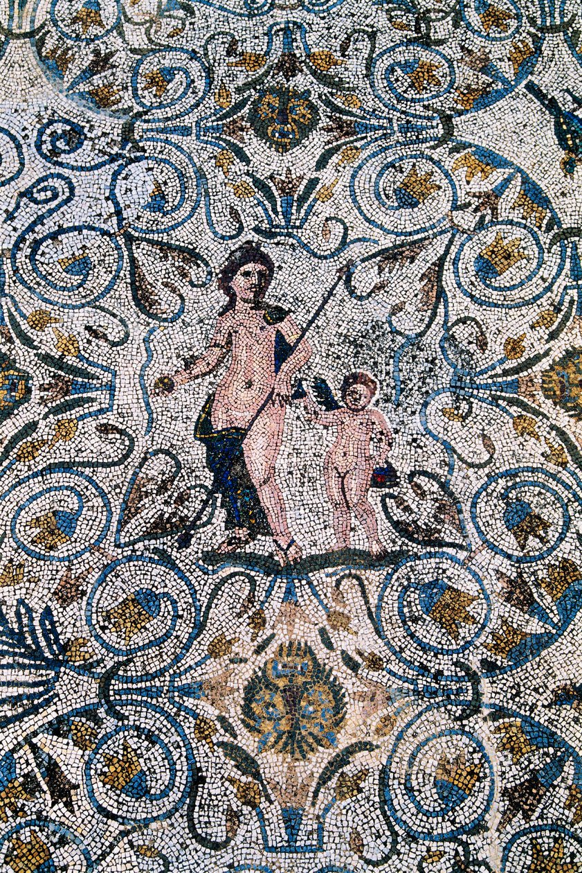 Romersk konst: Mosaik från 300-talet e.Kr. från amfiteaterns romerska villa. Merida, Nationalmuseet för romersk konst, Spanien av Roman