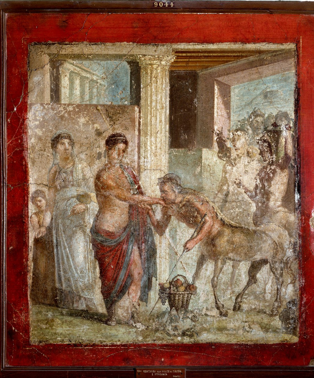 Romersk konst: "Kentauren deltar i bröllopet av Pirithoos (Pirithous) och Hippodamia" romersk fresk från platsen för Pompei. 1:a århundradet e.Kr. (fresk) av Roman
