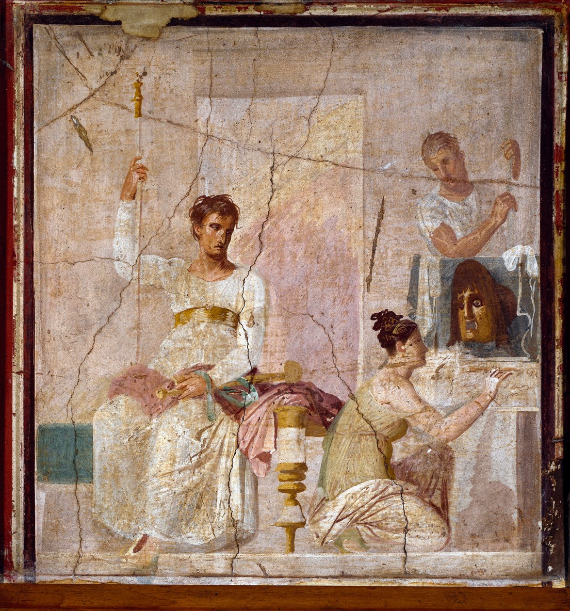 Romersk konst: "" Hyllning till en tragisk poet"" Romersk fresk från platsen för Herculanum (Ercolano). 1:a århundradet e.Kr. Neapel, Museo Archeologico Nazionale - Romersk konst: Hyllning till en tragisk poet. Romersk fresk från Herculaneum (Ercolano). 1: av Roman