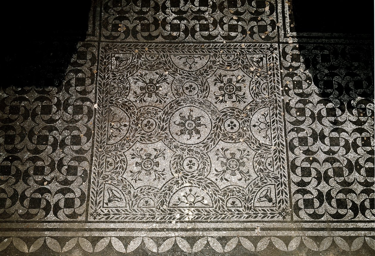 Romersk konst: detalj av mosaikerna av marken från Villa Adriana (Villa d