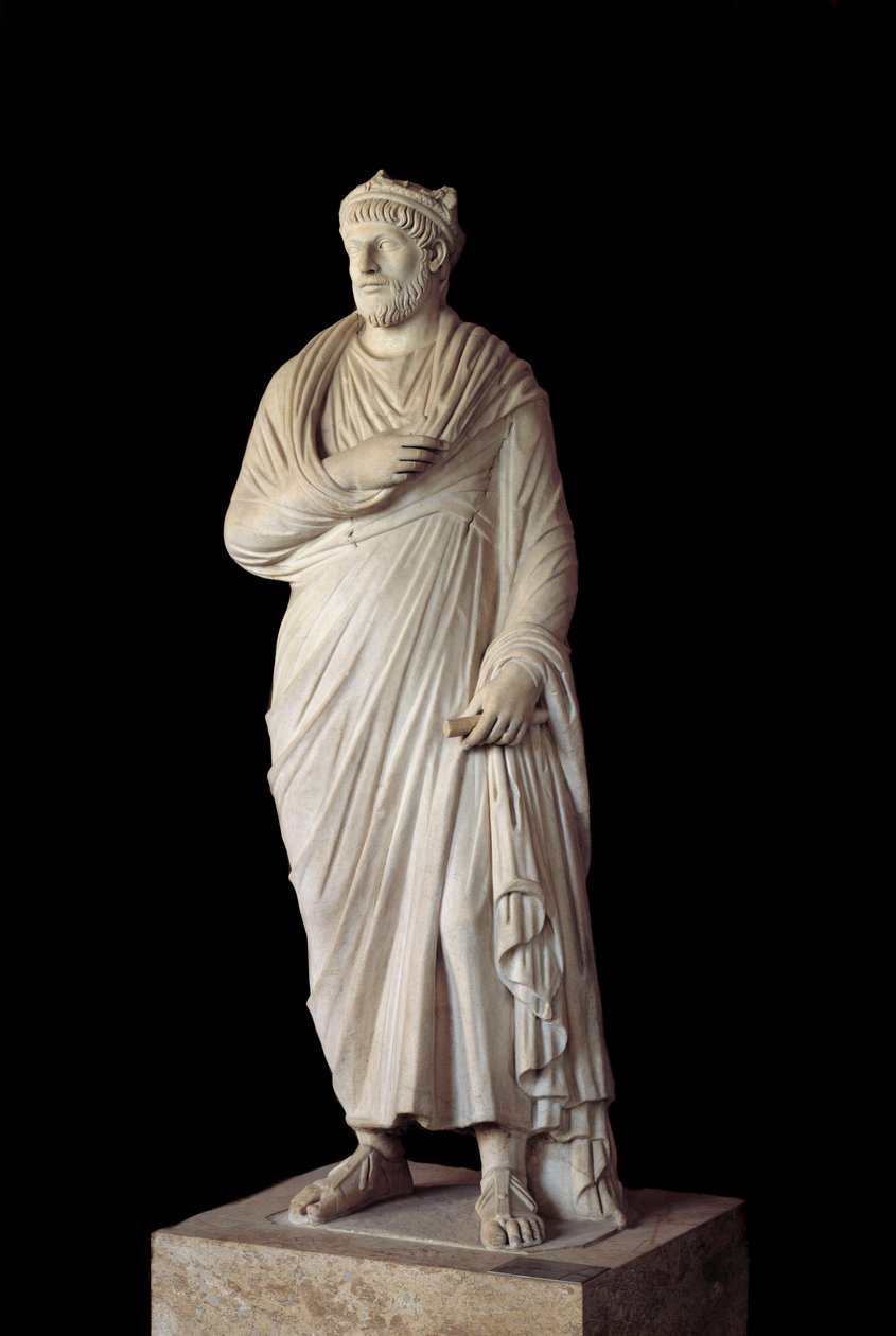 Romersk grekisk konst: Skulptur av den romerske kejsaren Julien ler apostate (331 - 363) (300-talet ap. JC) Paris, Musée du Louvren av Roman