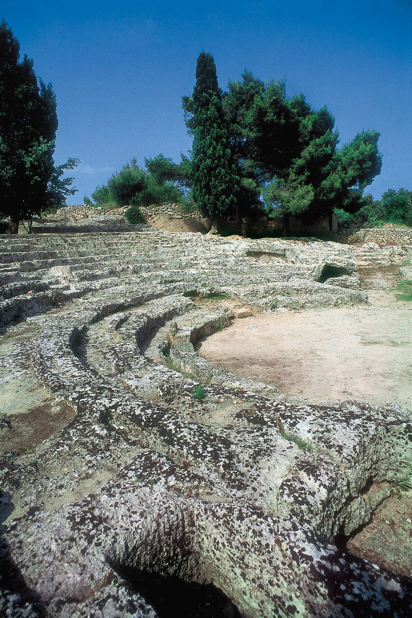 Romerska rester av Pollentia, detalj av amfiteatern, Alcudia, Mallorca, Spanien av Roman