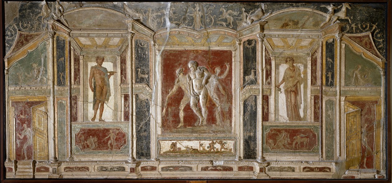 Romersk konst: Dionysisk grupp. 1:a århundradet. Från Pompeji. Neapel, Arkeologiska museet av Roman