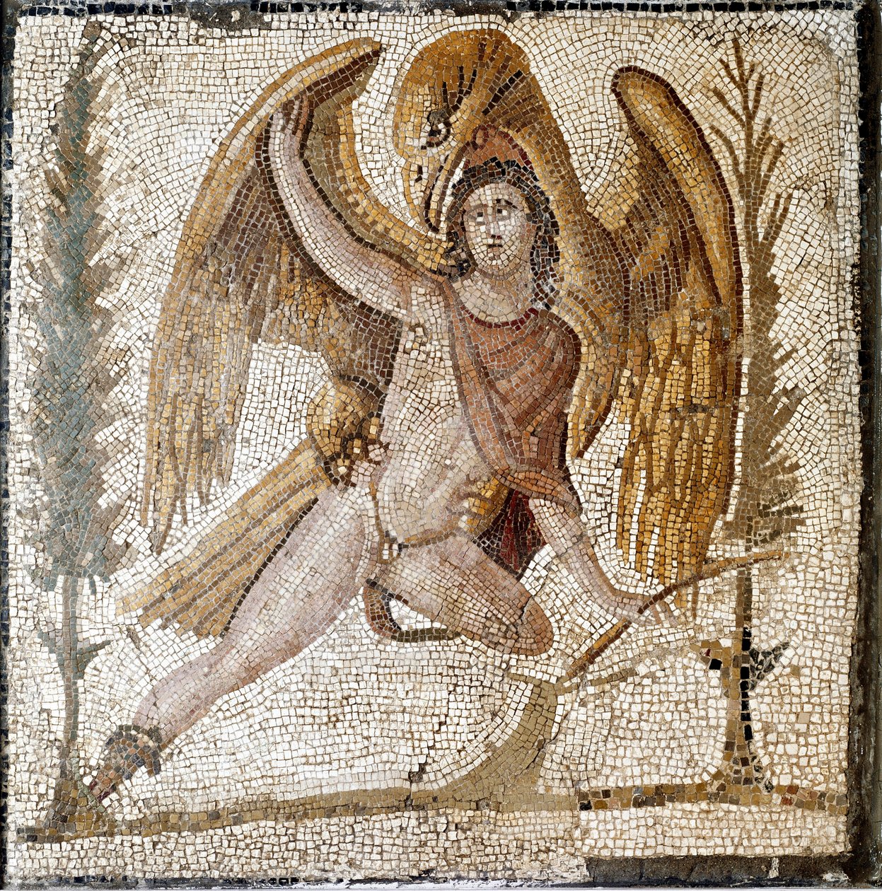 Romersk konst: "" Ganymedes tas bort av en örn""" Mosaik från en villa tillhörande kejsar Septius Severes familj. Slutet av 2:a århundradet efter JC. Rom, Museo Nazionale Romano av Roman