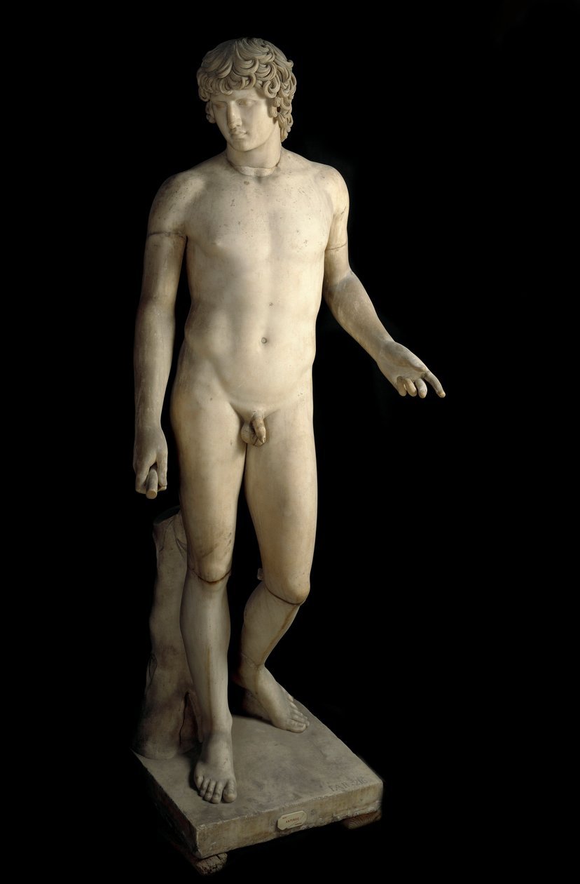 Romersk konst: representation av Antinous (Antinoos eller Antinoo) (ca 110-130 ap. JC) Farnese, ung man älskare av den romerske kejsaren Hadrianus. Marmor skulptur. 130-138 AD Dim. 203 cm arkeologiska museet i Neapel. av Roman