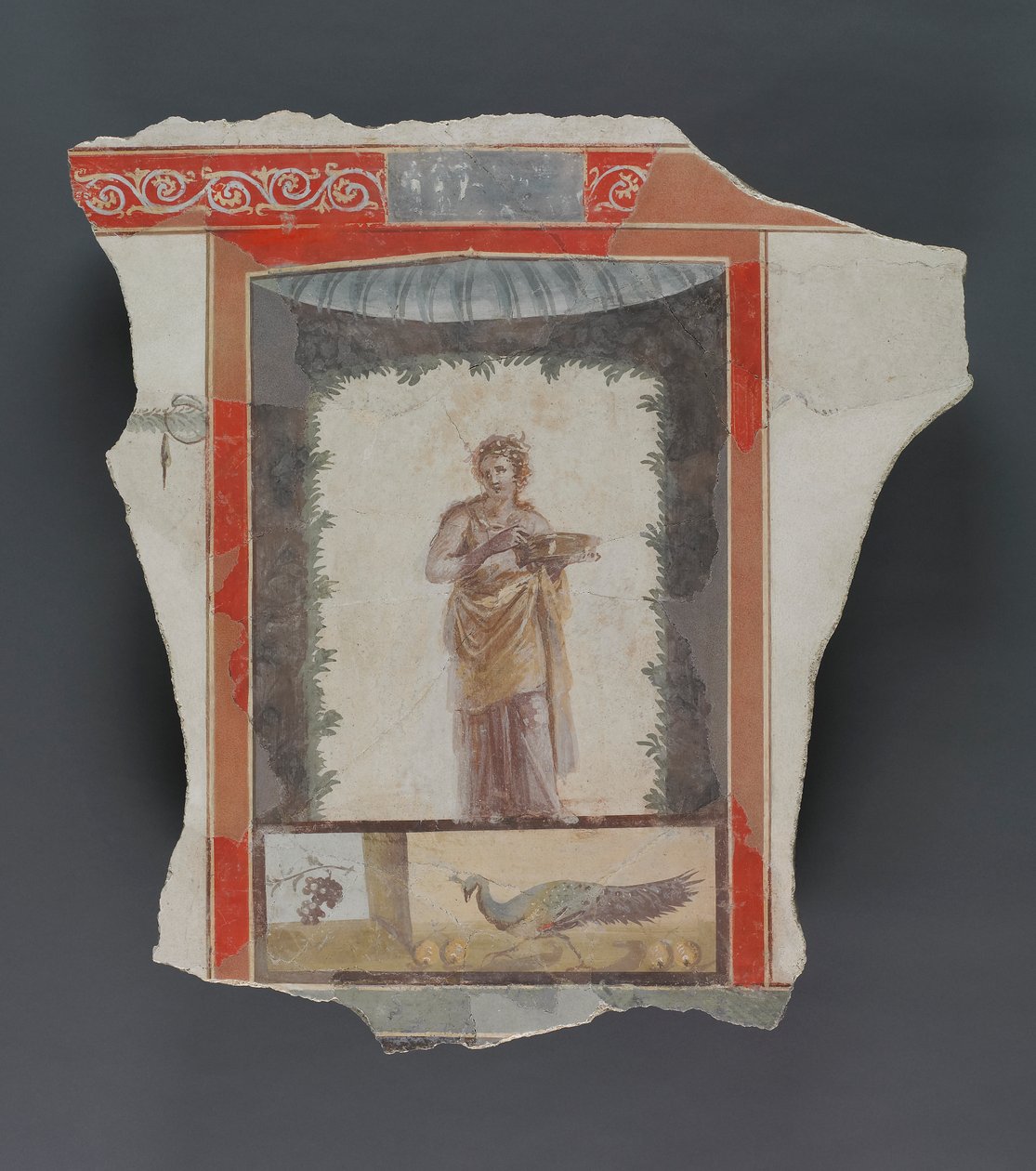 Romersk freskfragment (gips och pigment) av Roman