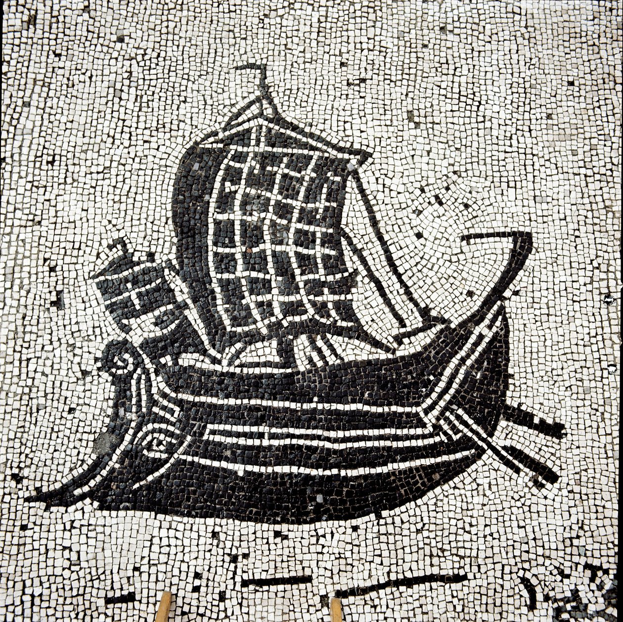 Sabratha-skepp som återvänder till hamnen i Ostia (mosaik av Roman