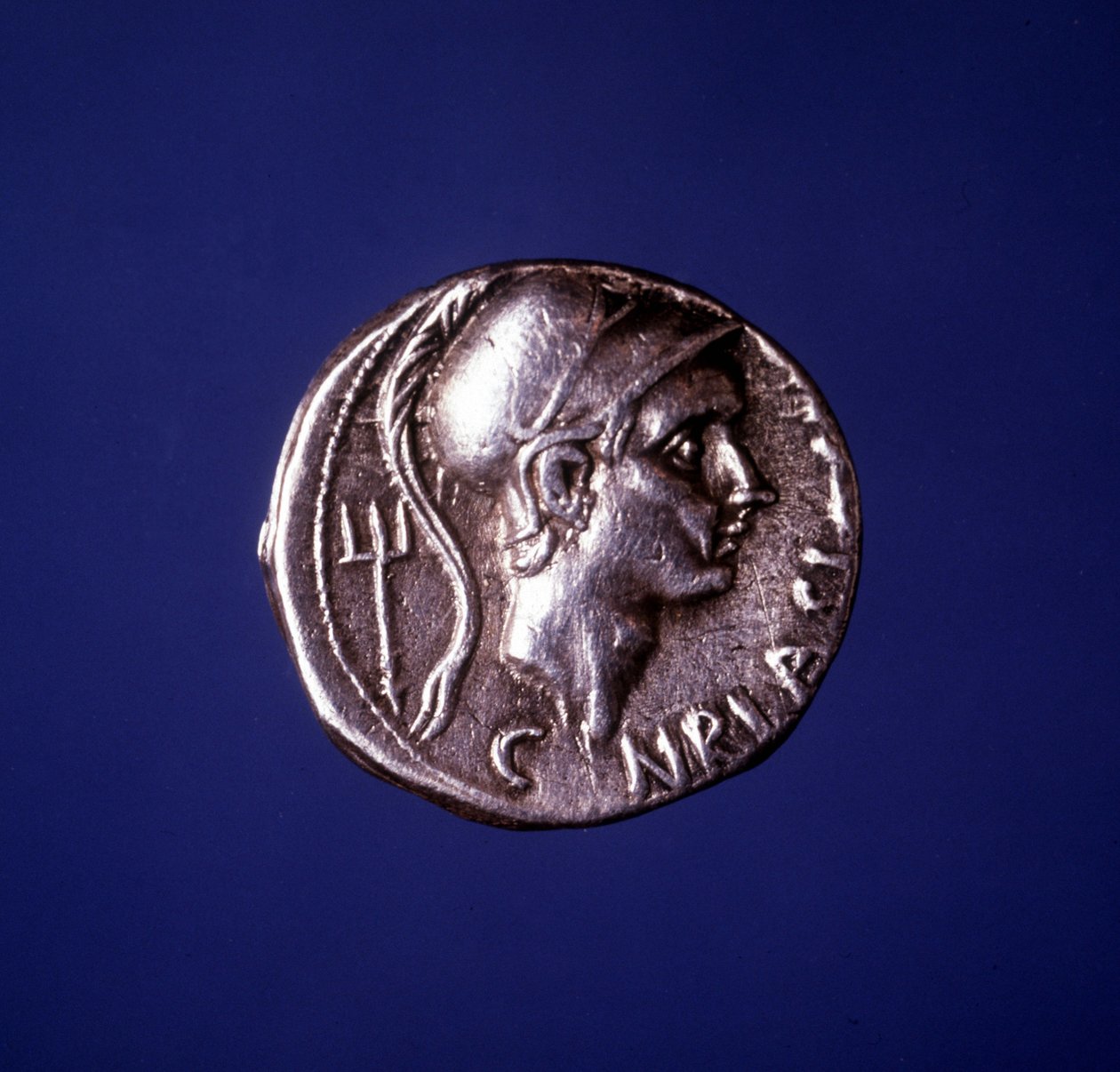 Silvermynt med bilden av Scipio den afrikanske (235 f.Kr. - 183 f.Kr.). av Roman