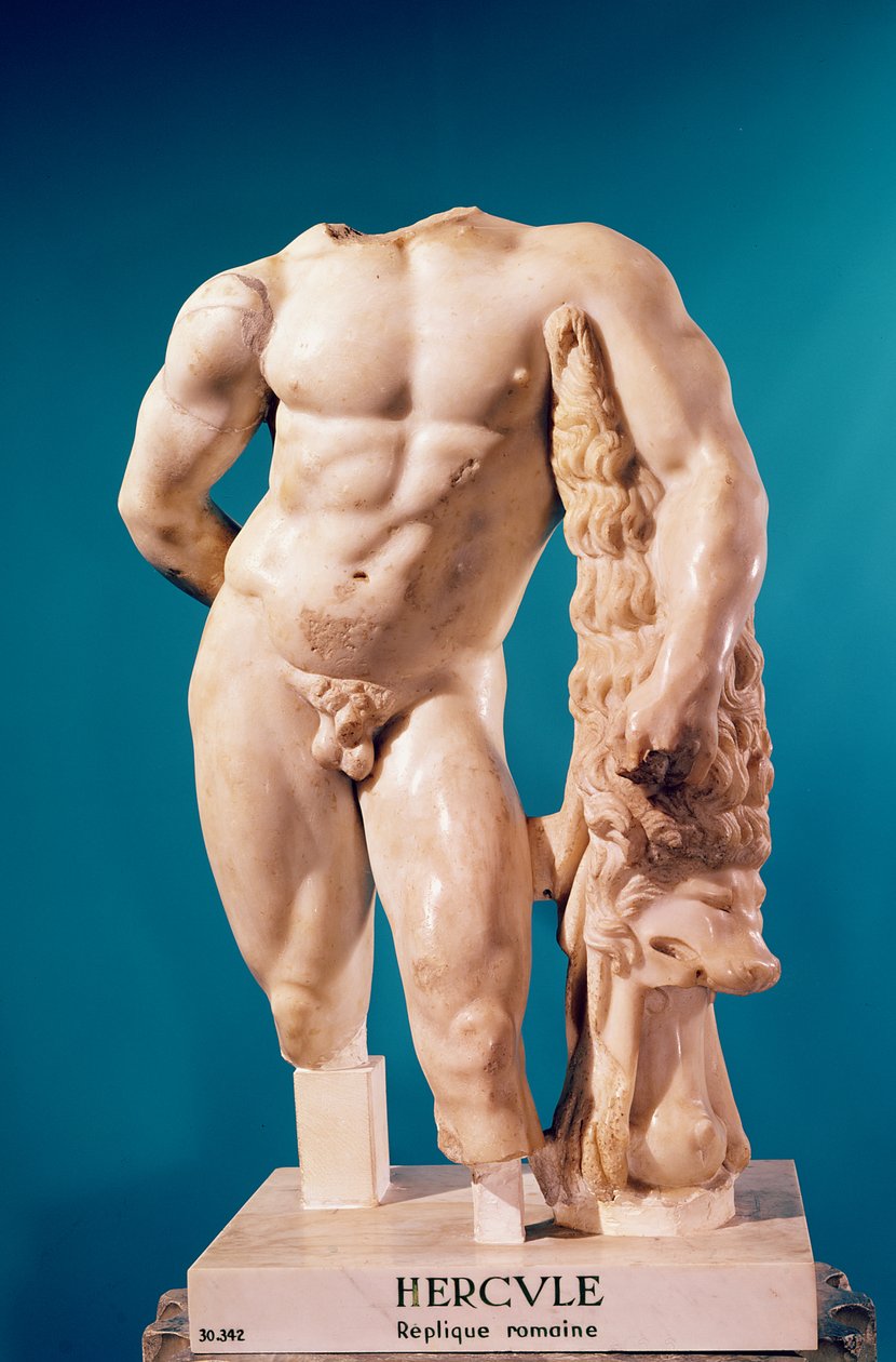 Staty av Hercules, kopia av ett grekiskt original (marmor) av Roman
