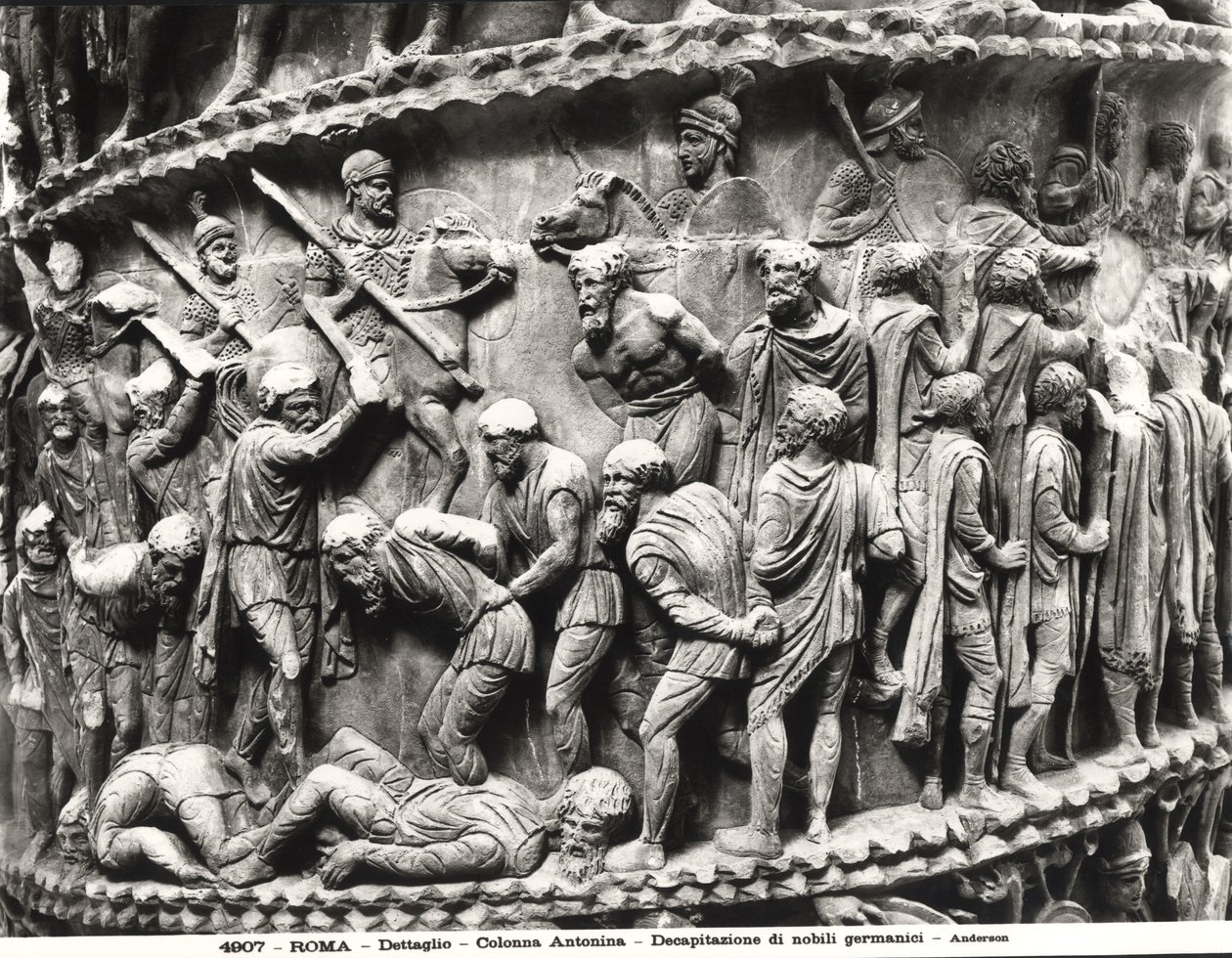 Halshuggningen av tyska adelsmän, detalj från Marcus Aurelius kolumn av Roman