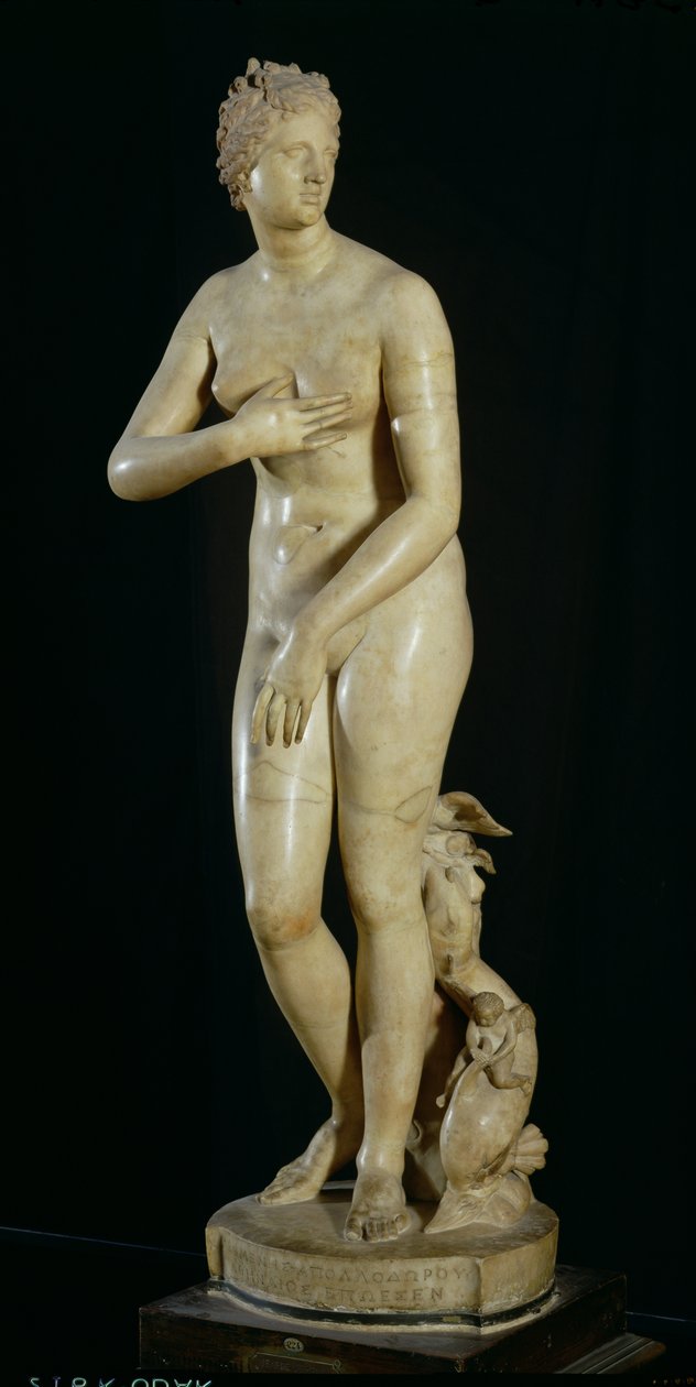 Medici Venus, kopia av det hellenistiska originalet av Praxiteles (c.370-330 f.Kr.) (marmor) av Roman