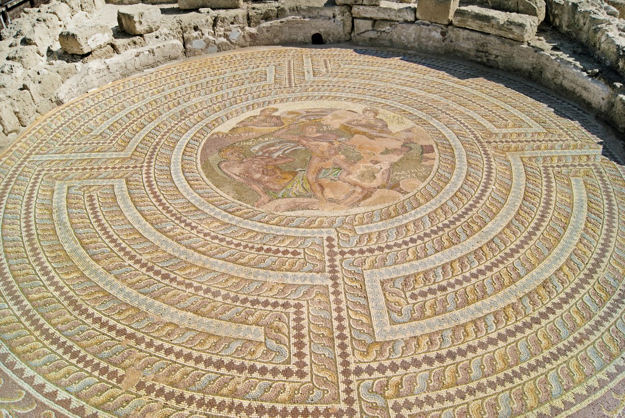 Theseus and the Minotaur, Theseus House, Paphos, Cypern (mosaik) av Roman