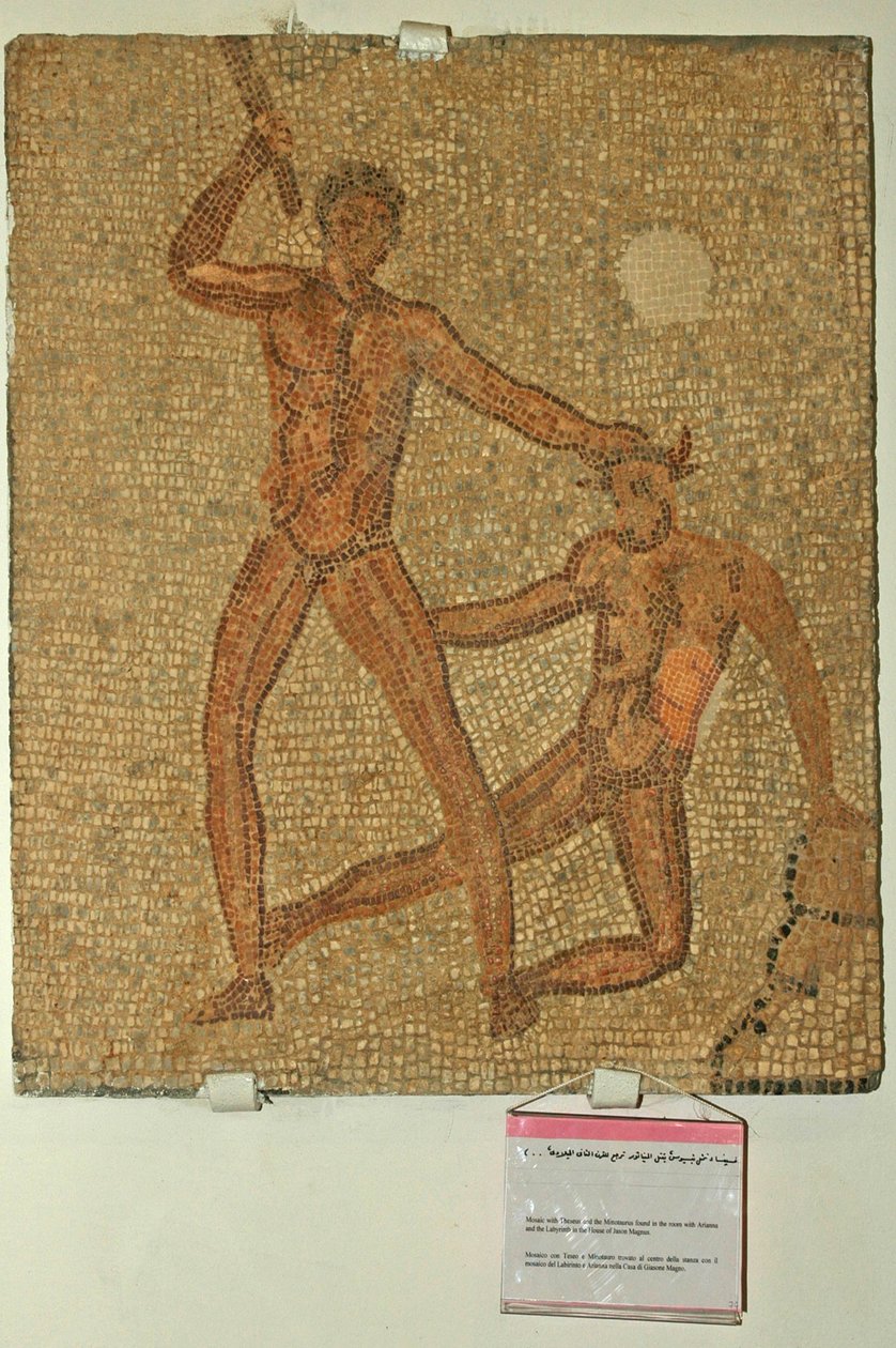 Theseus och Minotauren, från Jakob Magnus hus (mosaik) av Roman