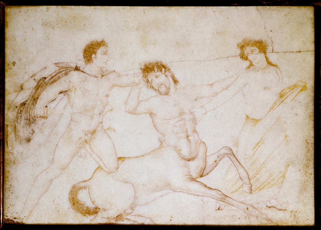 Theseus och kentauren (teckning på marmor av Roman